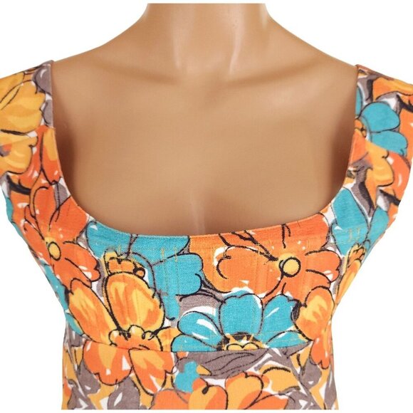 Miaou Vivi Mini Dress Size M Parisian Flower Orange $275 - Picture 4 of 15